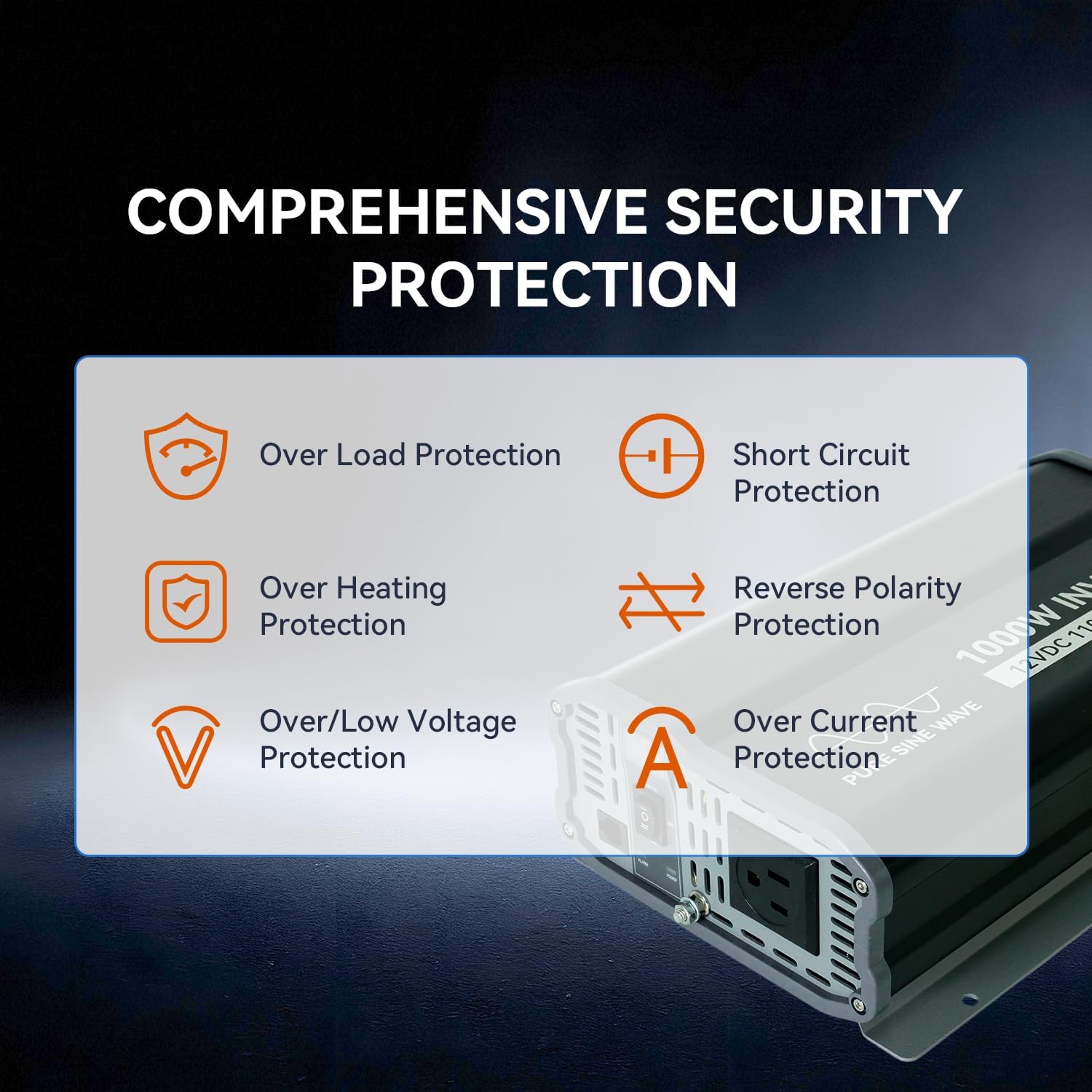 1000W Pure Sine Wave Inverter, 12V DC to 110V AC Converter, Surge 2000W, Power Inverter with AC Output Socket, LCD Display, 16.4FT Remote Controller for RV, Truck, Camping, Emergency Power