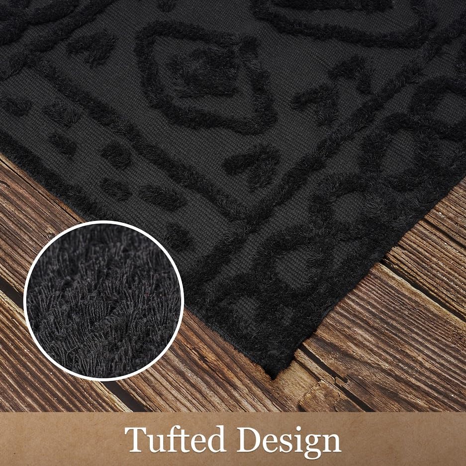 AGELMAT Boho Area Rug 3'x5' Tufted Cotton Rug Accent Beside Rugs ...