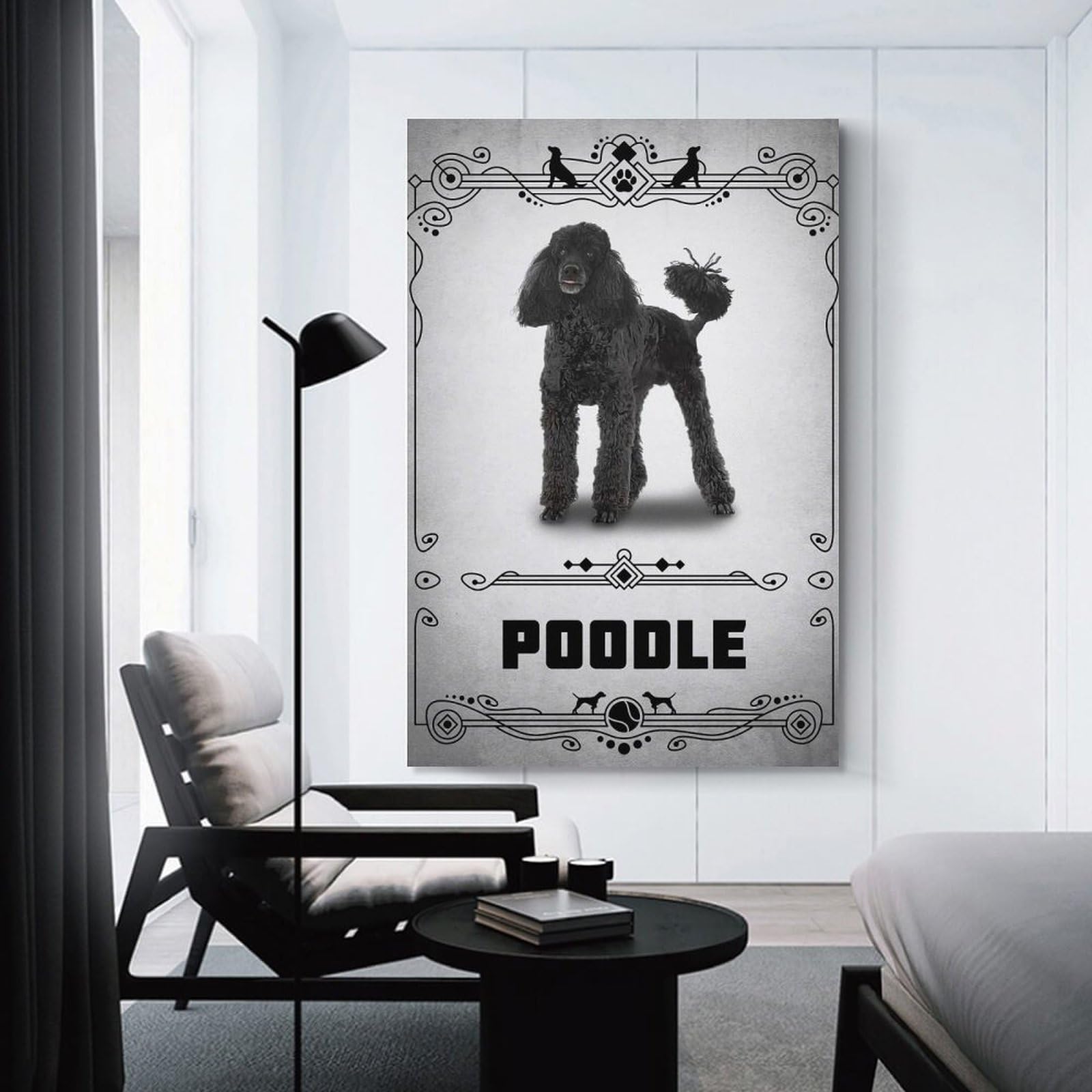 Junmoney Poodle Decorative Canvas Print, 20x30inch(50x75cm), for Hallway, Bedroom Or Modern Interiors, Gift Idea for Housewarming And Birthdays