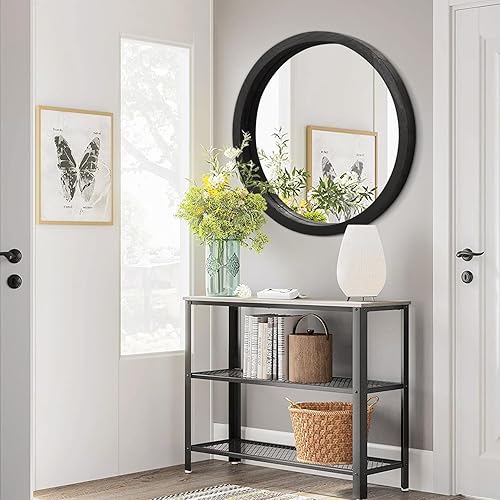 Miniatura 120 de JJUUYOU Espejo circular de pared redondo para baño, espejo de tocador marrón rústico, pequeño círculo decorativo para pared, marco de madera, espejo