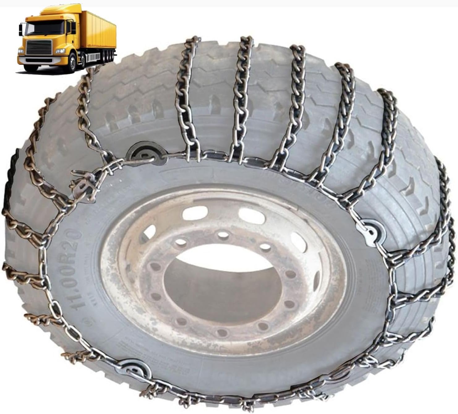 9mm Set of 2 Heavy Duty Snow Chains for Suvs pickup and Cars Skid Traction Chains High Strength Manganese Emergency Use for Tire Reliable 245/70R19.5 2pcs 295/70R22.5