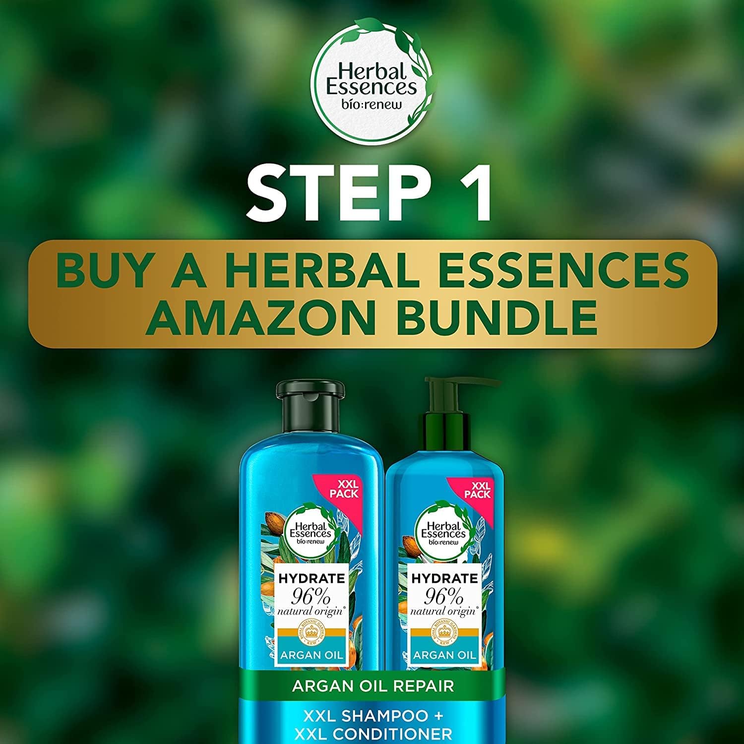 Herbal Essences Argan Oil of Morocco Vegan Shampoo and Conditioner Set for Dry, Damaged Hair, Hair Repair Argan Oil Shampoo And Conditioner, XXL Value Pack, 1145 ml, Get your Free Beauty Treatment! - Image 5