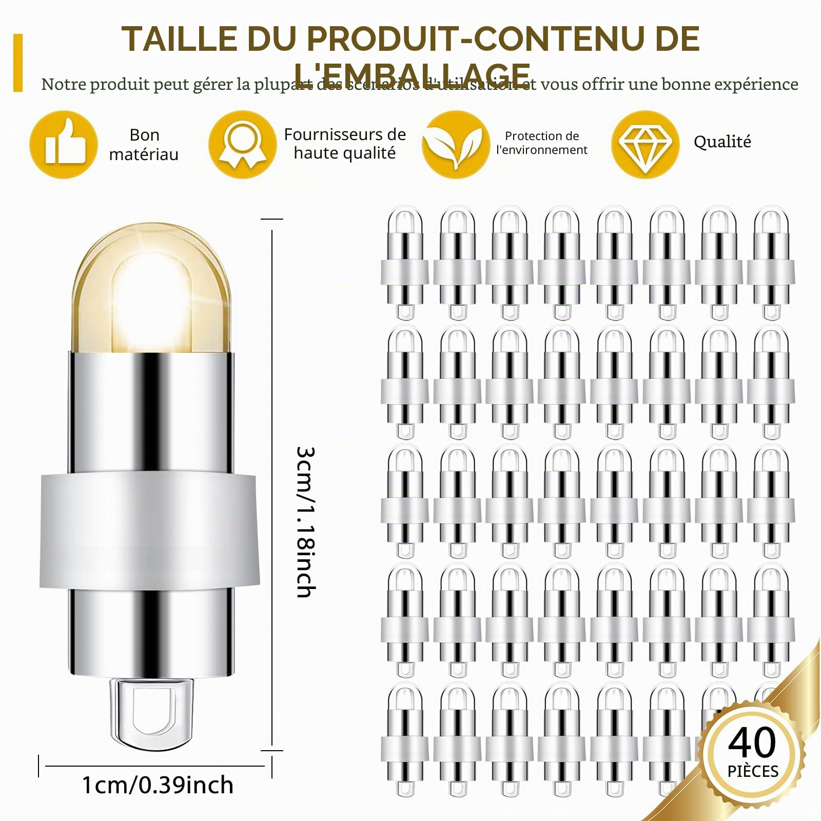 HOSPAOP Lot de 40 mini guirlandes lumineuses LED étanches pour lanternes en papier, lanternes en papier, mariage, fête, blanc chaud