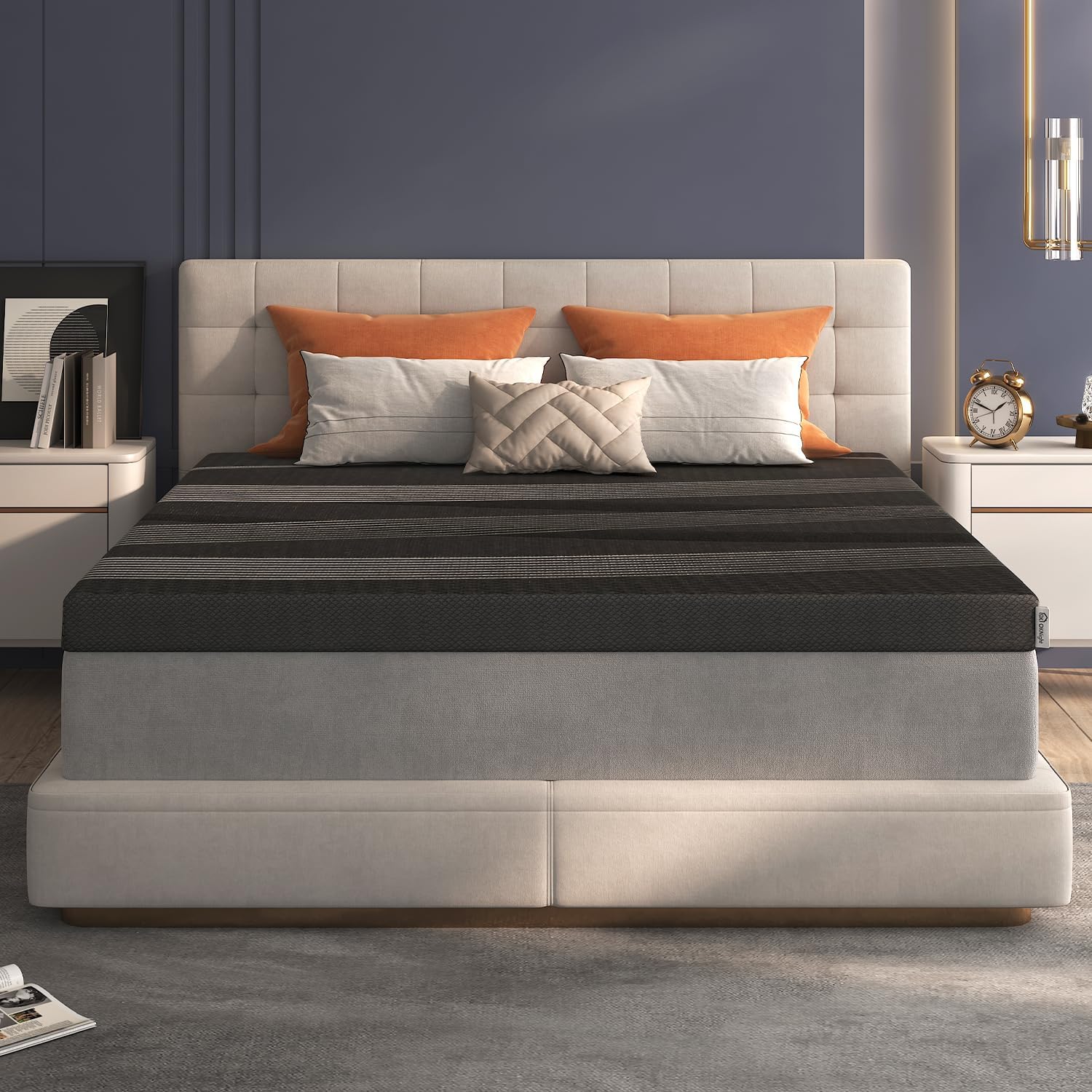 4 Inch Firm Mattress Topper Queen, Extra Firm Memory Foam Mattress Topper for Back Pain, Copper-Infused Cooling Gel Bed Topper with Washable Cover & Non-Slip Base, CertiPUR-US Certified 4 Inch Dark Grey Queen