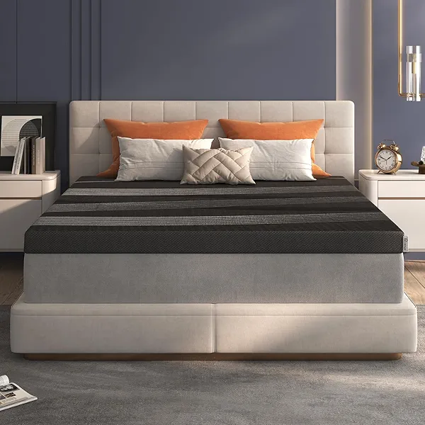 Fancylion 4 Inch Firm Mattress Topper Queen, Extra Firm Memory Foam Mattress Topper for Back Pain, Copper-Infused Cooling Gel Bed Topper with Washable Cover & Non-Slip Base, CertiPUR-US Certified