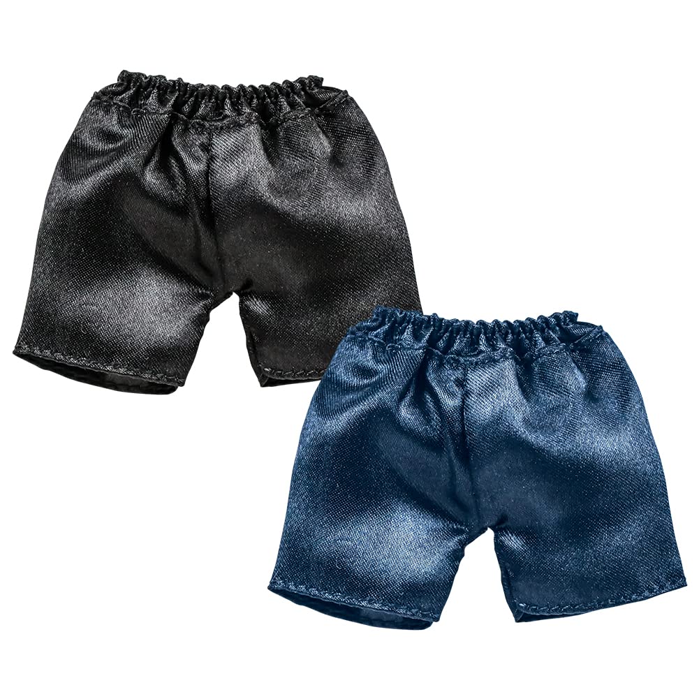 Set of 2 Pairs of Gym Shorts for Wrestling Action Figures: Black & Blue