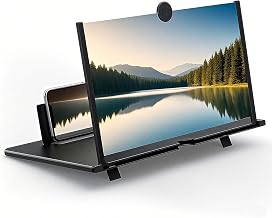 12" Phone Screen Magnifier, Screen Amplifier with Foldable Stand, Universal Mobile Phone Holder for Watching Videos Anywhere
