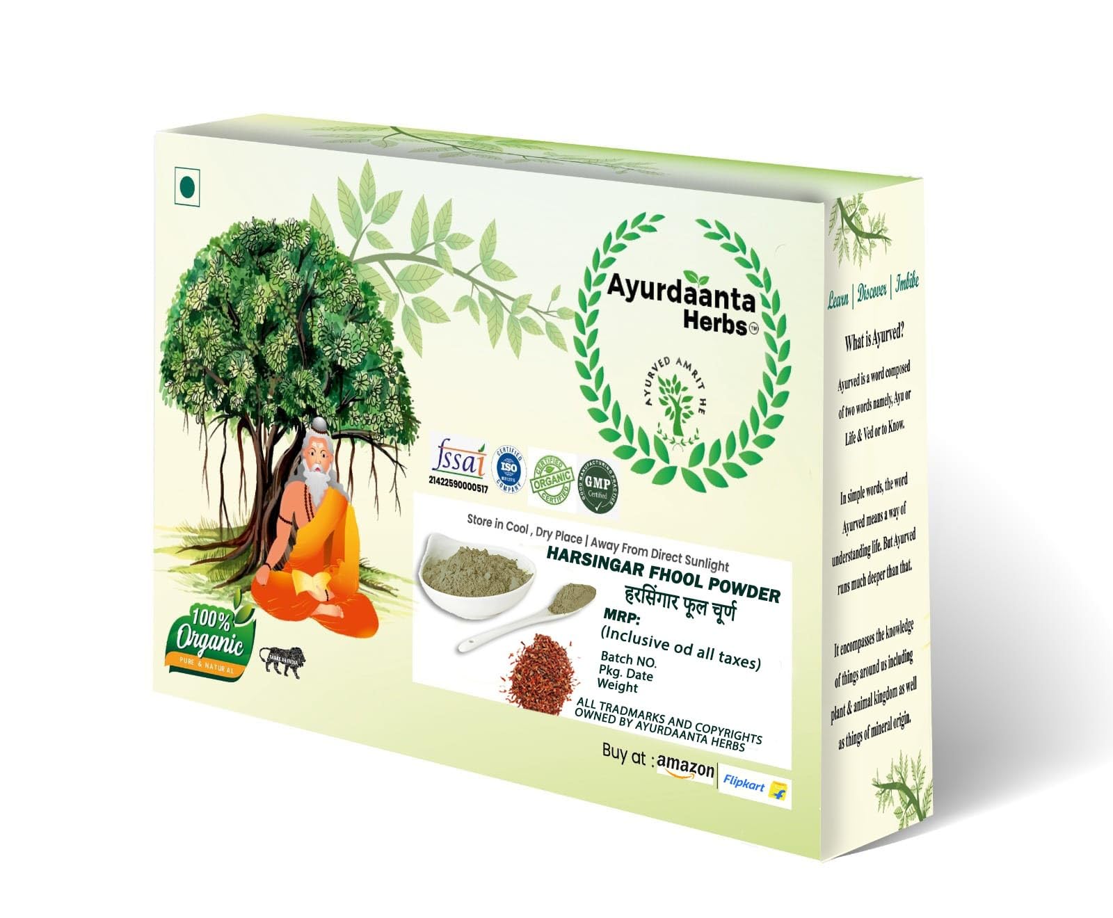 Ayurdaanta Herbs - Harsingar phool Powder 50Gr | Harsingar flower Powder 50Gr | Parijat Phool Powder | Harshingar ka phool Powder | हरशृंगार चूर्ण 50Gr | पारिजात फूल चूर्ण | हरशृंगार फूल चूर्ण 50Gr-image-4