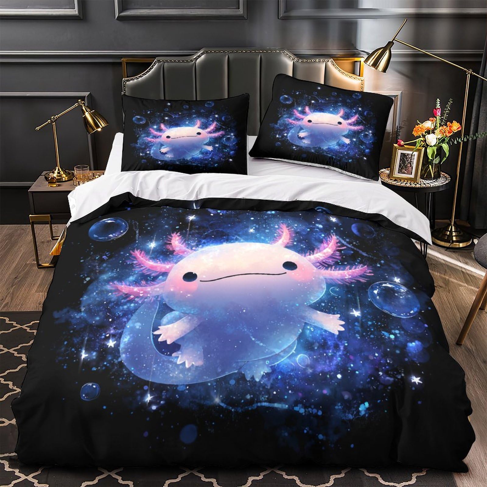 Parure de lit axolotl pour chambre d'ado garçon fan d'animaux