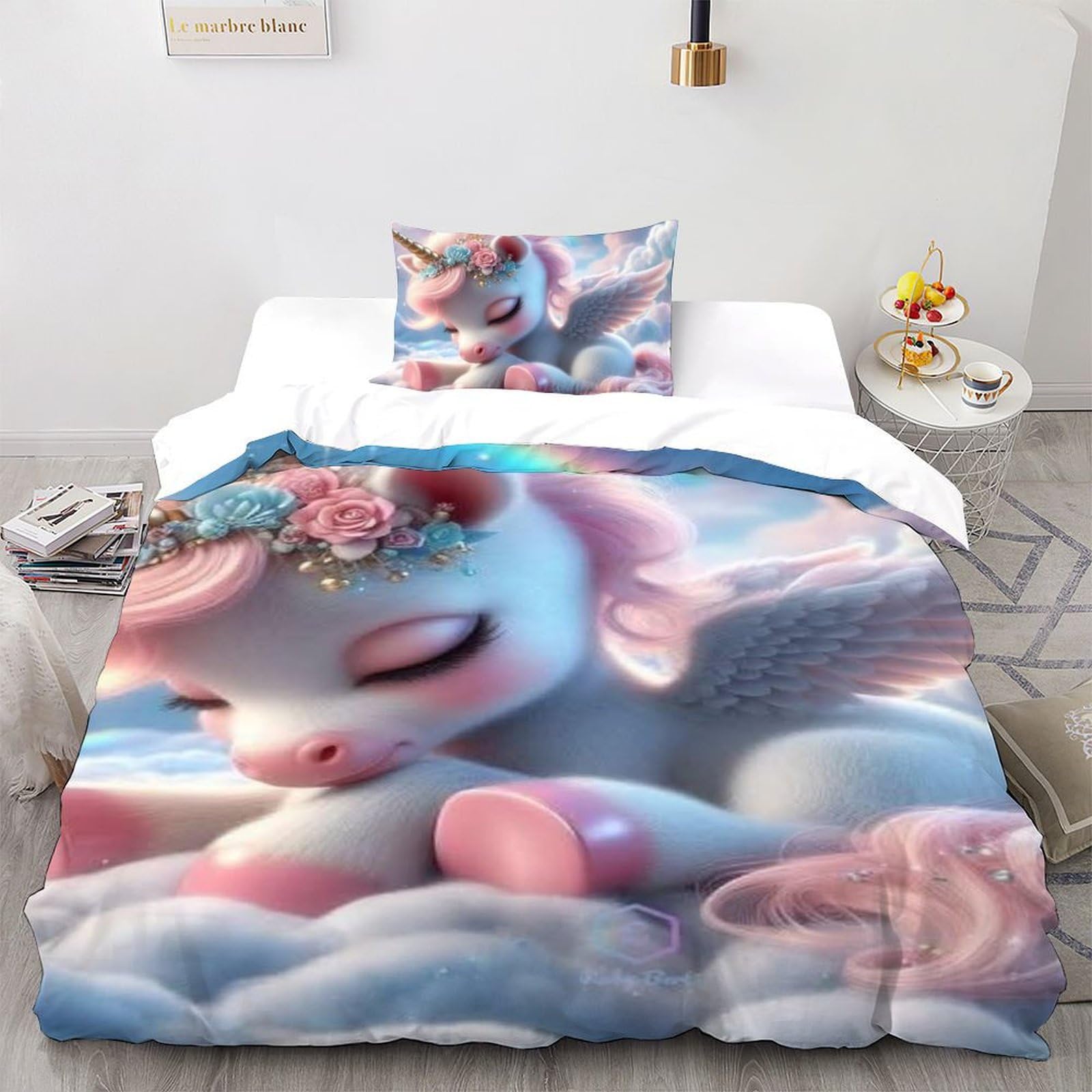 Housse de couette microfibre 135x200 parure de lit single animaux 3D filles