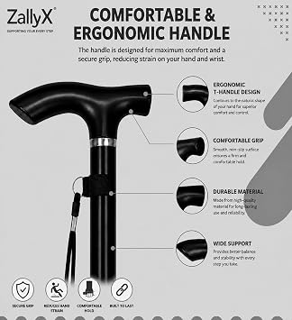 Foldable Walking Sticks for Men & Women, Adjustable height (85–95cm) Ladies Walking Stick, Mobility aids, Collapsible walking stick For Elderly Adults