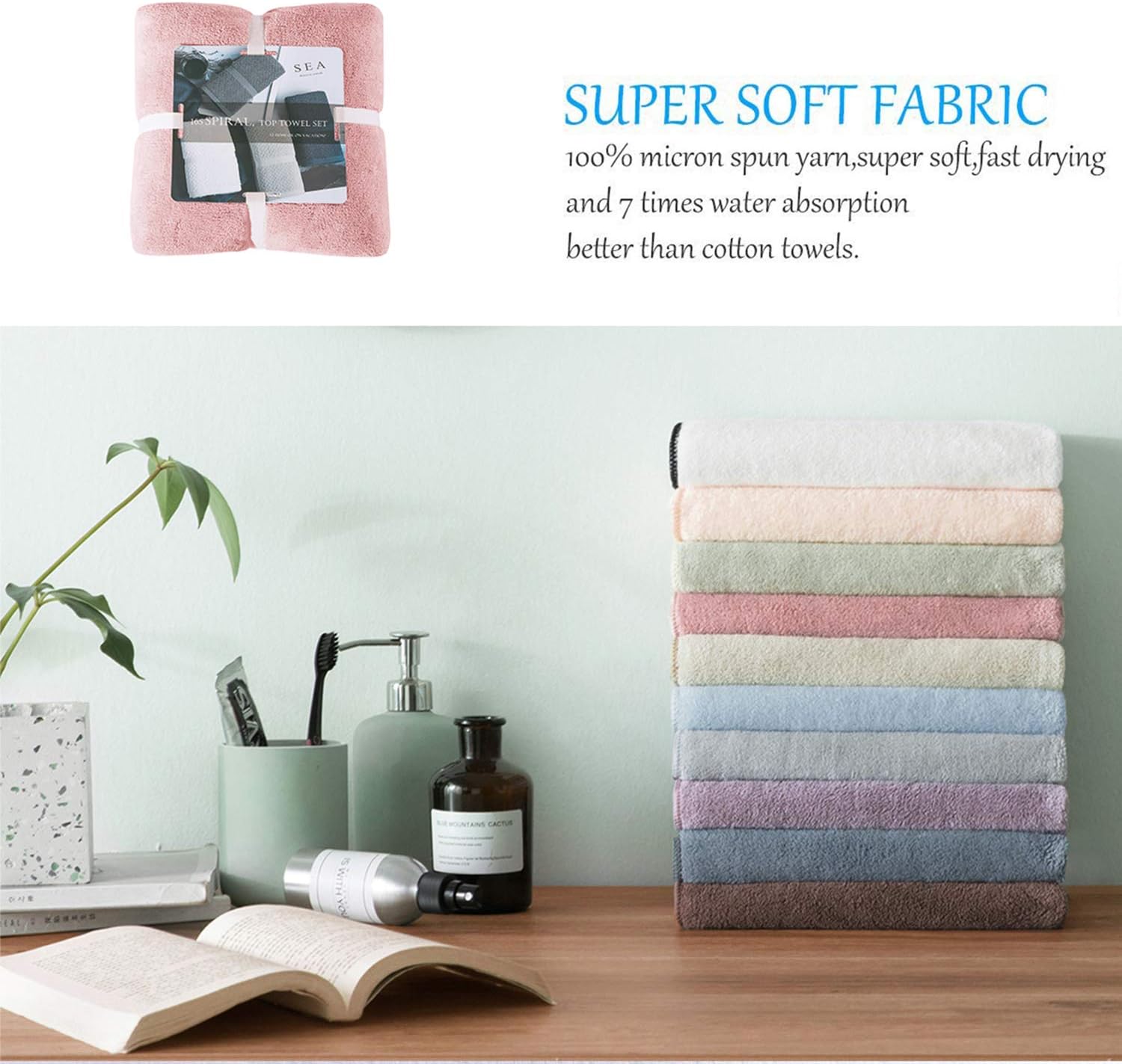 Xinrjojo 4 Piece Quick-Dry Microfiber Towel Sets, Super Soft and Absorbent Bathroom Towels, Great Shower Towel, Hotel Towel Gym Towels- Light Pink