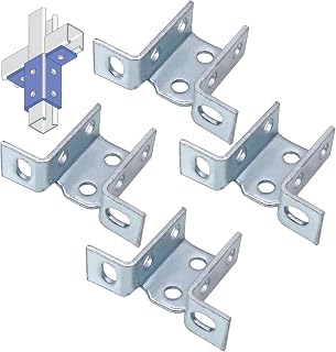 CNQLIS 8 Hole Wing 90 Degree Splice Connector Bracket for 3 Way Channel Cross Section, Thickness 4.7mm, Fits 1" Bolt Channels, Steel Electro Galvanized (4 Pack)