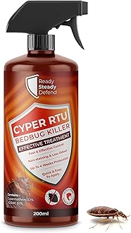 Bed Bug Killer Spray 200ml Cyper RTU - Effective Bed Bug and Insect Treatment, Fast-Acting Formula for Living Spaces and Home Use, Non-Staining and Long Lasting - for Eggs, Larvae & Adult