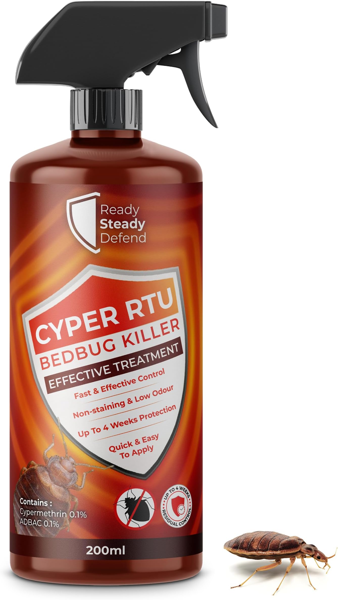 Bed Bug Killer Spray 200ml Cyper RTU - Effective Bed Bug and Insect Treatment, Fast-Acting Formula for Living Spaces and Home Use, Non-Staining and Long Lasting - for Eggs, Larvae & Adult