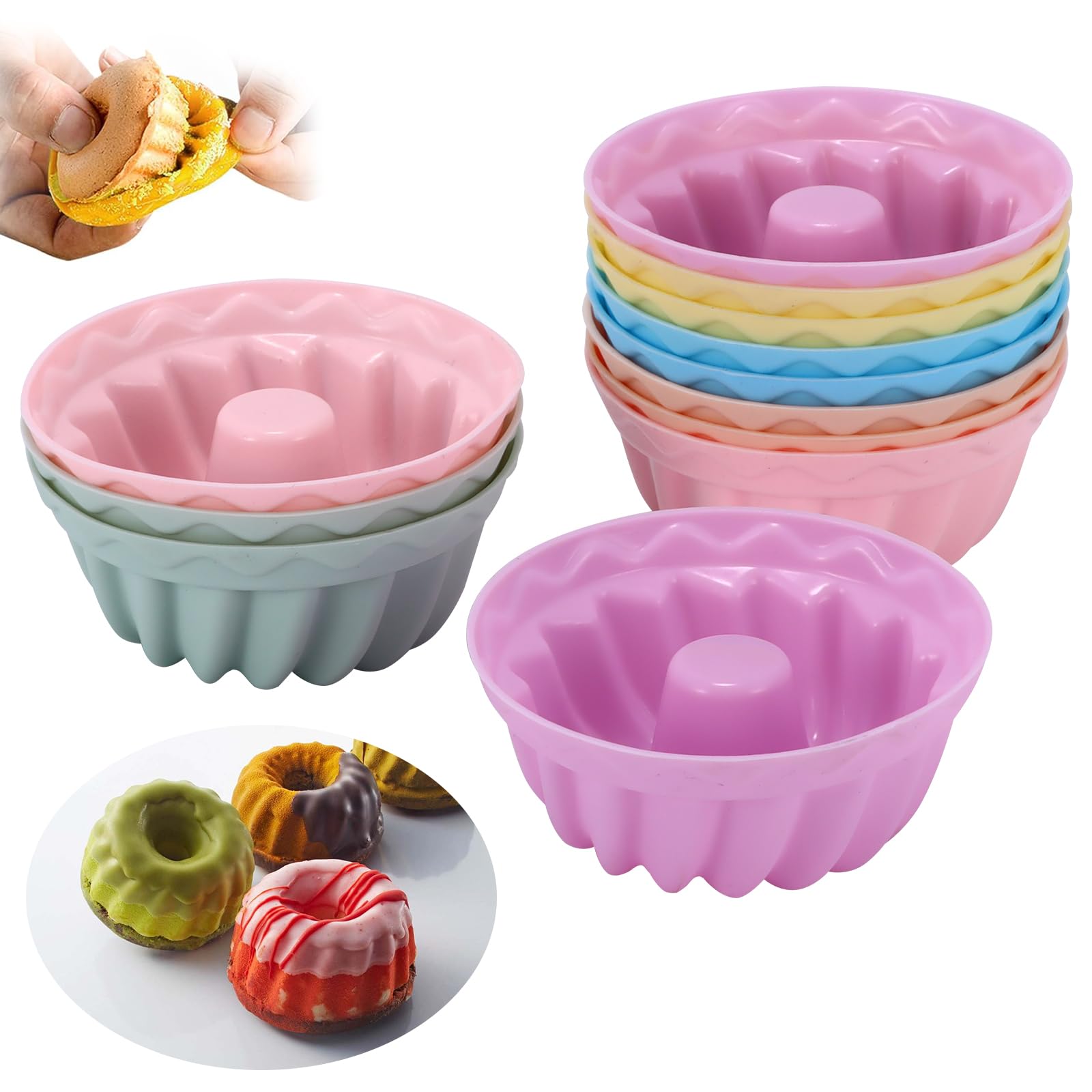 AKSXU 12 Pcs Pirottini Muffin Silicone/Pirottini Muffin Carta Riutilizzabile, Stampi in Silicone per Dolci Senza BPA/Pirottini da forno in silicone/Stampi per cupcake in Silicone, 7.5 x 4 cm
