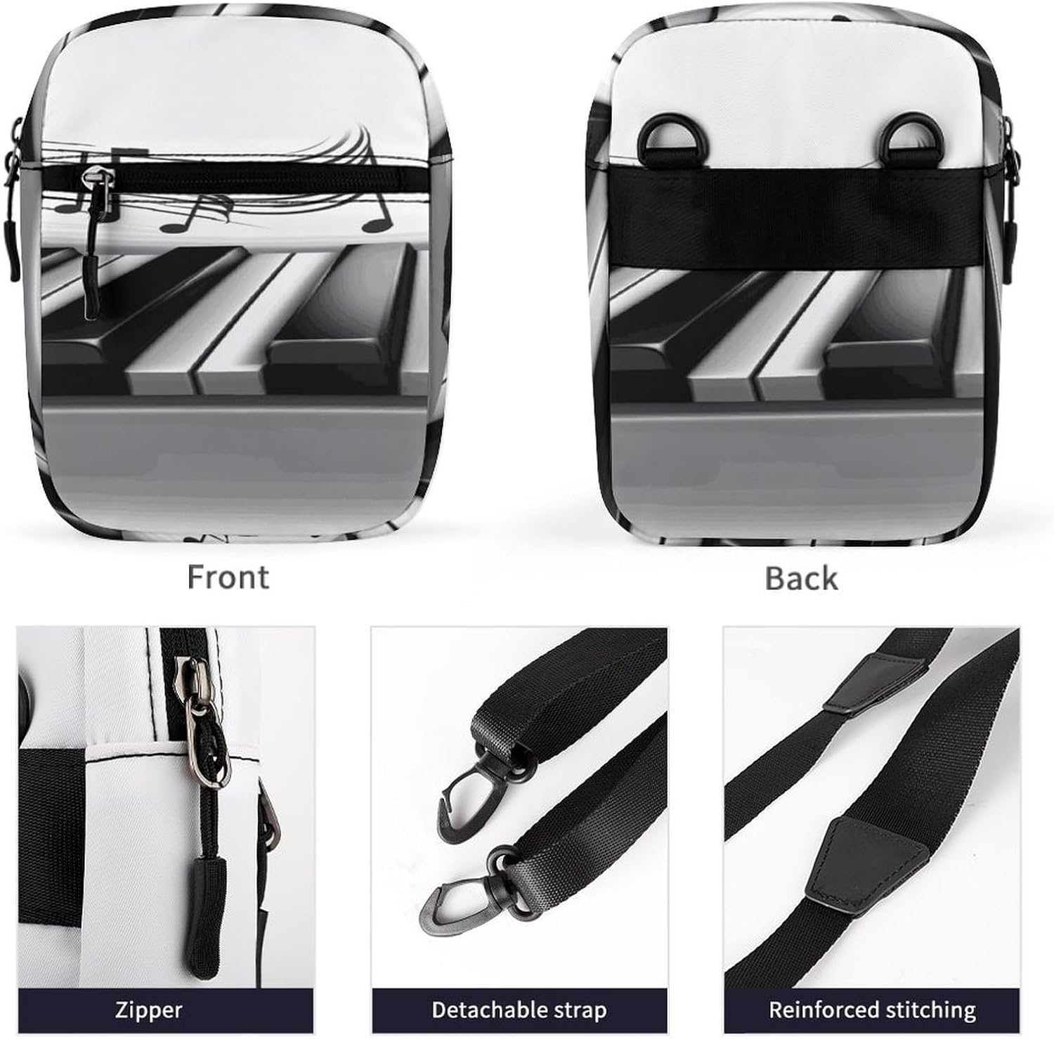 Piano Music Symbol Crossbody Bag Messenger Bag Shoulder Bags image 5