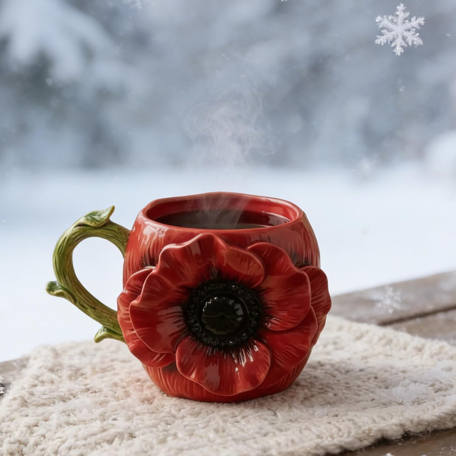 Handcrafted Resin Flower Mug with Ergonomic Handle Large Capacity Beverage Cup Multipurpose Offices Drinkware Creative Pattern Resin Beverage Mug