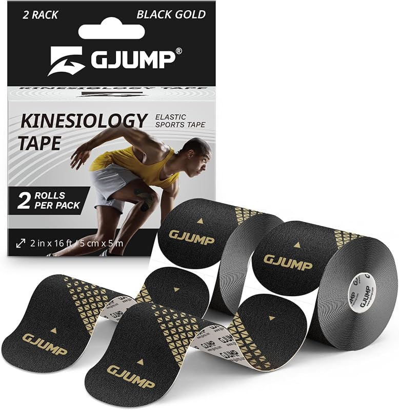 Cinta de kinesiología, cinta deportiva precortada 40 tiras (2 rollos) | Cinta muscular impermeable y transpirable para aliviar el dolor y apoyar las articulaciones, cinta elástica para fisioterapia, hipoalergénica y sin látex