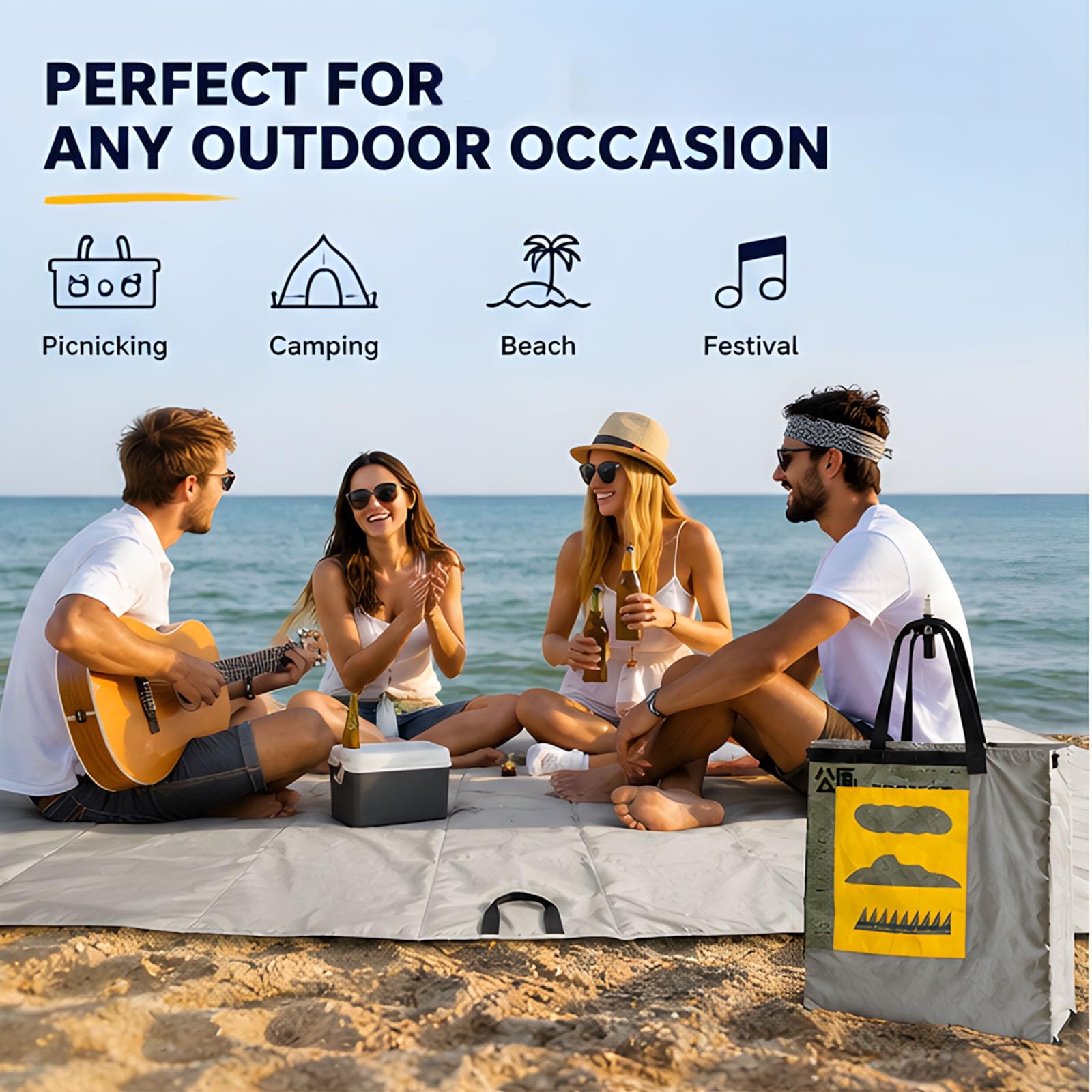 Borsa da campeggio Picnic Mat Pieghevole Tasca Portatile Oxford Panno Coperta Leggero Picnic Tappeto Prati Pad Facile da Pulire Borsa con Cerniera Esterna