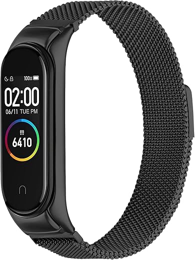 سوار متوافق مع ساعة شاومي مي باند 4 وشاومي 3 من موجوست الستانلس ستيل مغناطيسي للنساء والرجال عدد 1