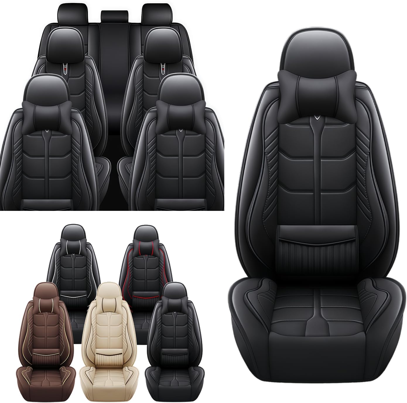 Seat Covers for 7 Seat Chrysler Pacifica 2017-2026 - 2+2+3 Rows - Car Seat Covers Full Set - Seat Protectors for Cars - Black Seat Cover with Headrests