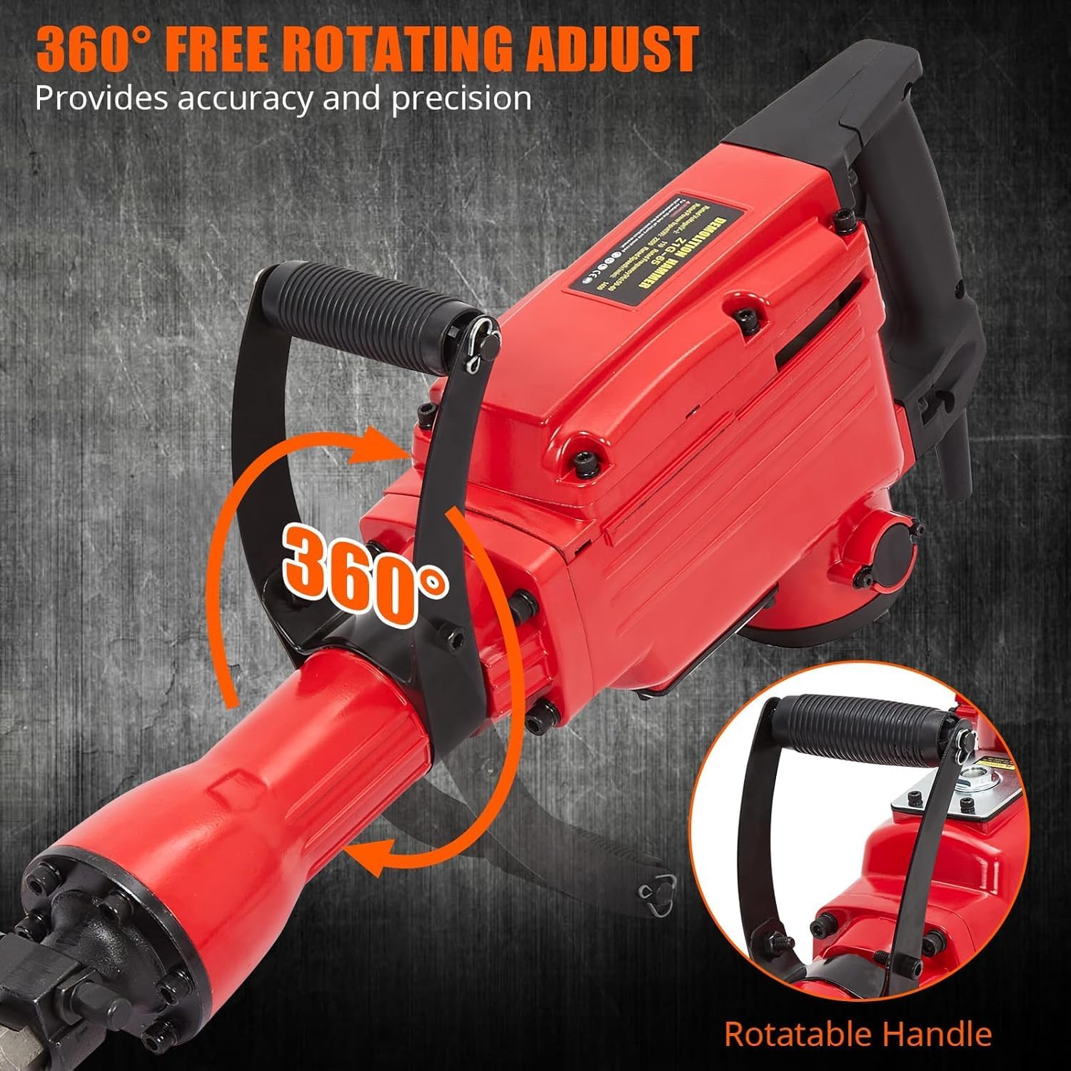 GarveeTech Demolition Jack Hammer 2200W Electric Set - Ideal For Superior Demolition Jobs, Noise-Canceling Earplug, Shoulder Strap