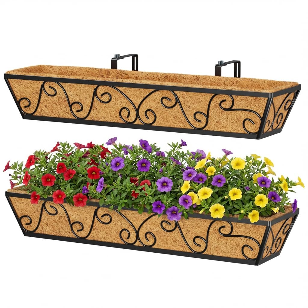 Y&M 30 Inch Butterfly Window Box Planter 2 Pack