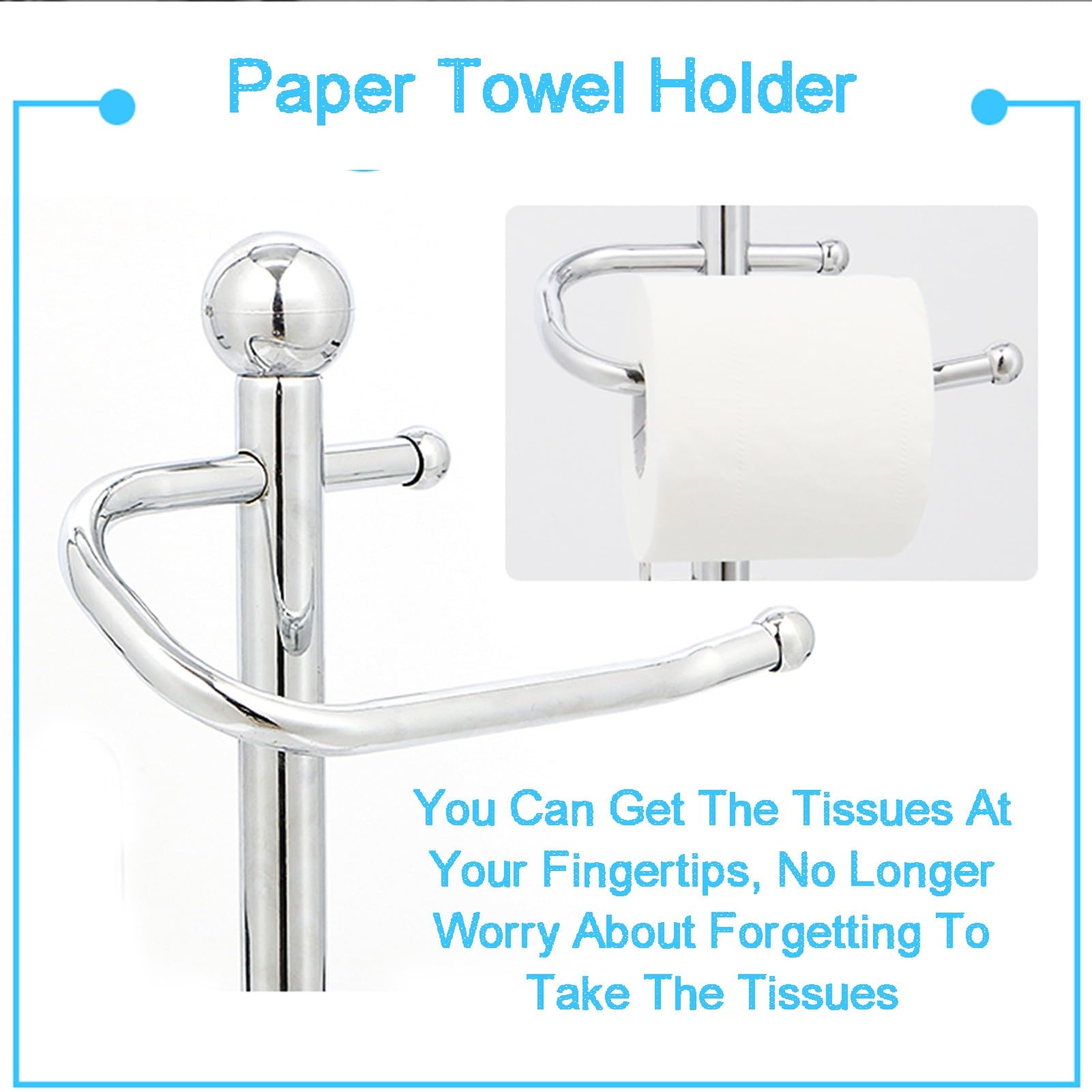 Portarrollos de Papel Multifuncional de pie, Estante for almacenar Rollos de Papel de baño, sin Perforaciones con Reserva, for teléfonos celulares, toallitas, Billetera y más