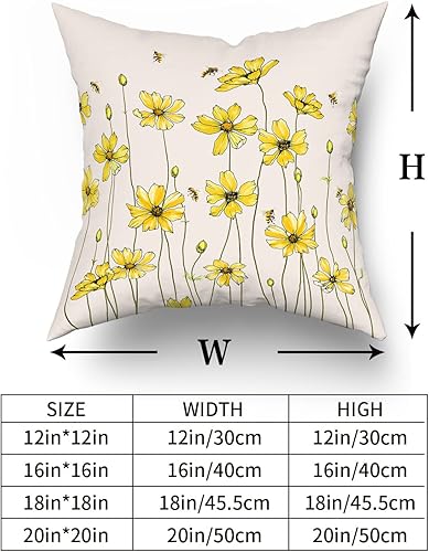 Miniatura 5 de Kawani Juego de 2 fundas de almohada decorativas de flores de primavera de 18 x 18 pulgadas en verano, diseño de flores de abeja, decoración rústica