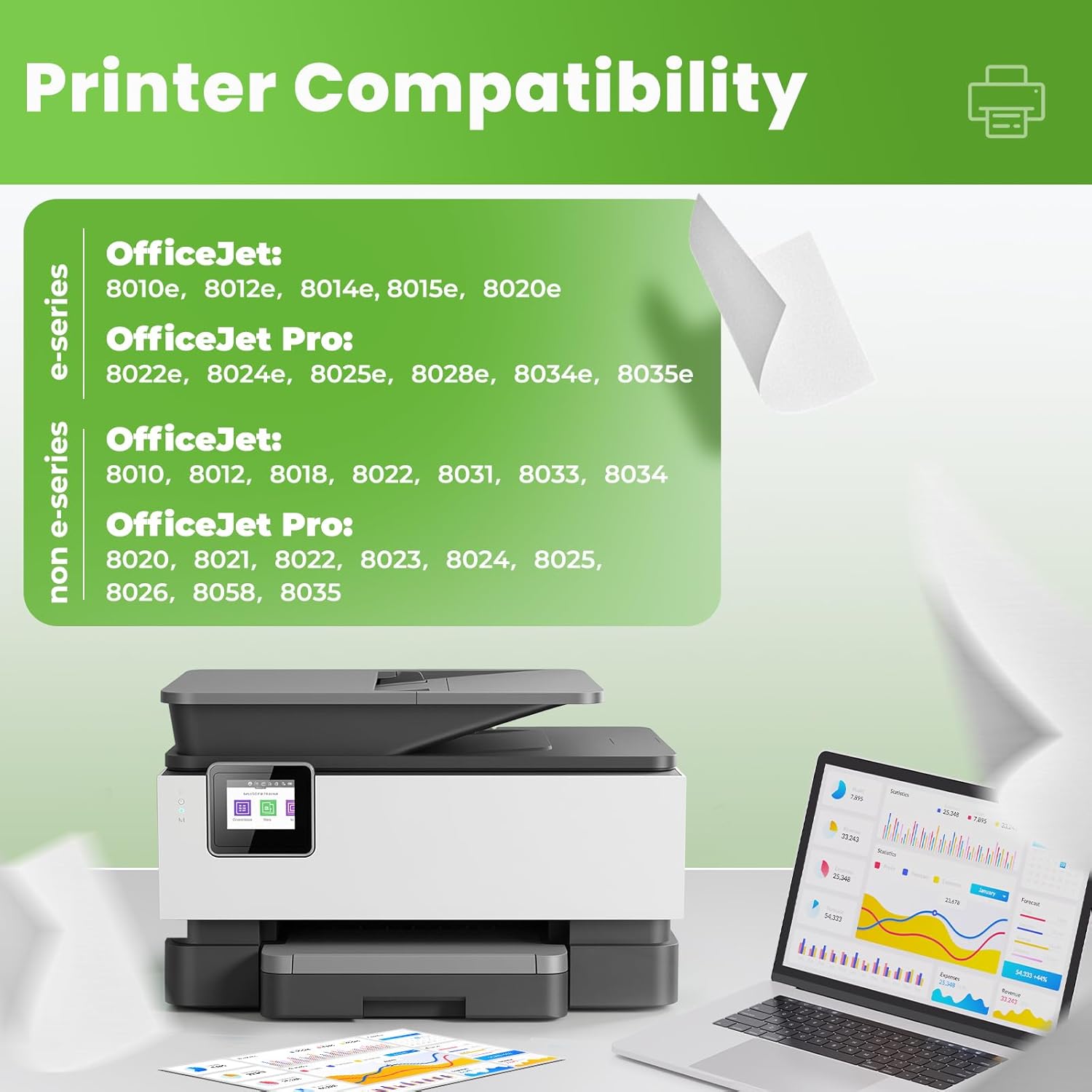 910XL 910 Ink Cartridge Compatible for HP 910 XL Ink Cartridges Combo Pack (5 Pack) Replacement HP910XL HP910 Work with Officejet Pro 8025e 8025 8028e 8028 8035e 8035 OfficeJet 8015e 8022e 8015 8022