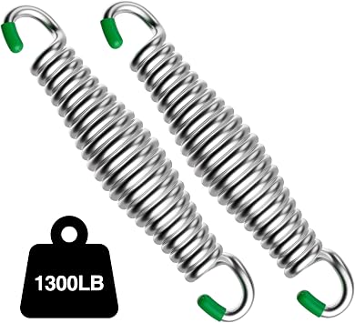 Heavy Duty Porch Swing Springs - 1300 LBS, 304 Stainless Steel,for Hammock, Sunshade, Boxing Bag, Hanging Chair, Gym- Silver