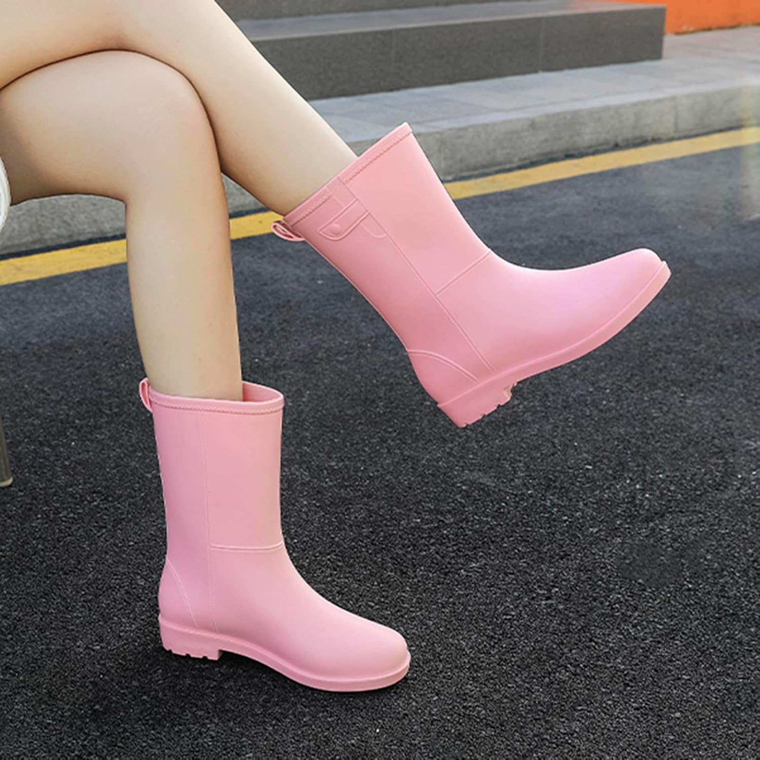 Women Rain Boots Waterproof Mid-calf Boots Outdoor Garden Shoes