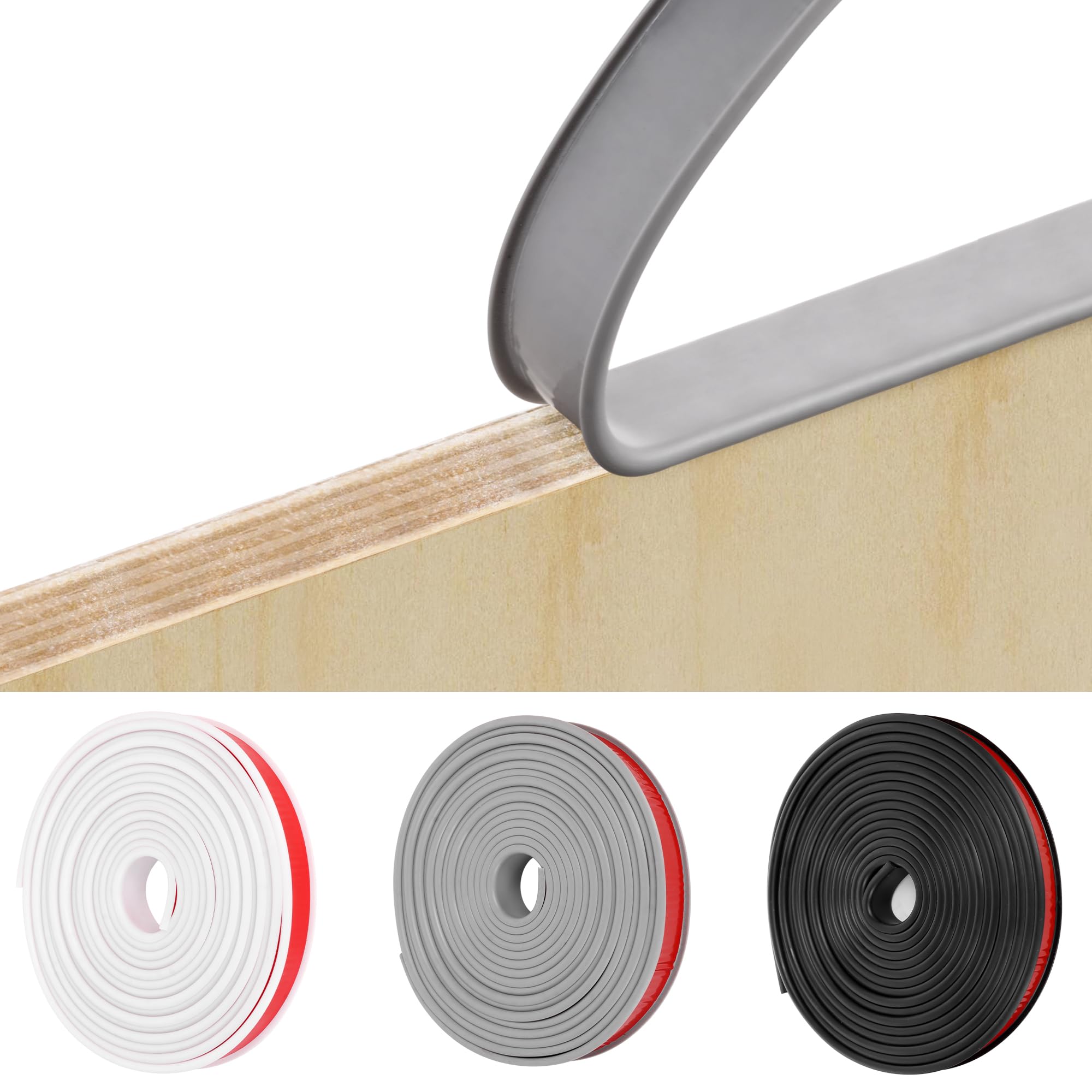 U-Shape Flexible Furniture Edge Banding, 5m x 20mm edging tape, TPE self-adhesive veneer edging strip for DIY furniture edging for table and cabinet restoration (Grey, 5m×20mm)