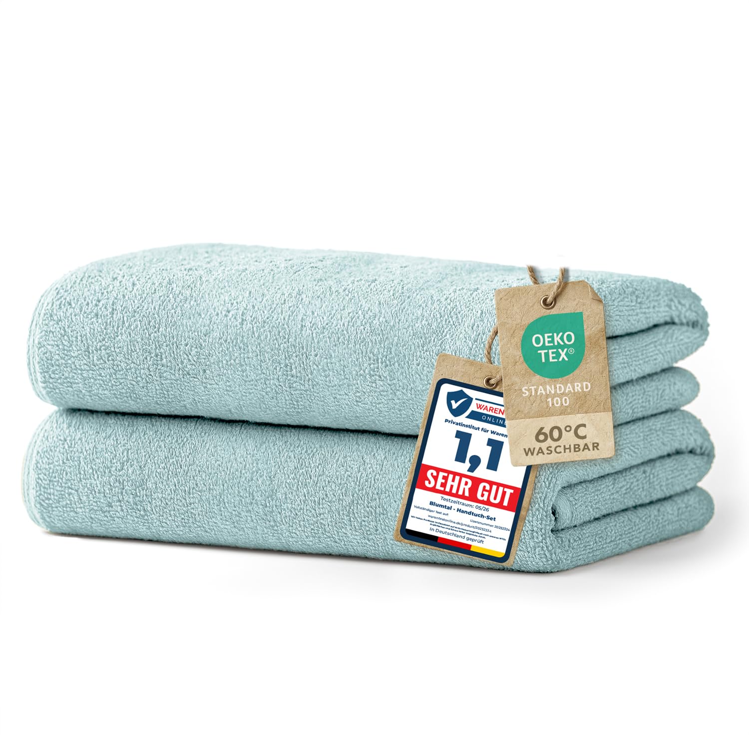 Blumtal Premium Frottier Handtücher Set 2 teilig 100% Baumwolle - Oeko-TEX zertifiziertes Towel 2X (50x100 cm) - Ultra saugstarkes Frottier Handtücher Set waschbar °60 - Towel - Handtuch Braun