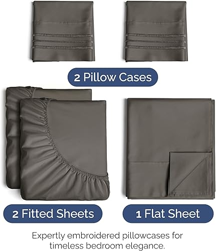 Vista 1285 de Juego de sábanas de 4 piezas tamaño king, extrasuaves, transpirables y refrescantes con esquinas profundas, sábanas de fácil ajuste y sin arrugas