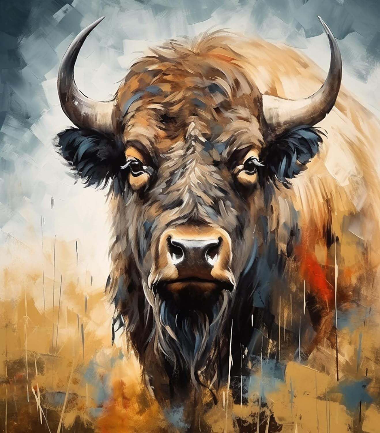 ZMHZMY Adults' Paint by Number Kits, American Bison Buffalo Animal,Paint by Number Kits on Canvas,DIY Oil Paintings for Kids Beginners Arts and Crafts,40x50cm No Frame