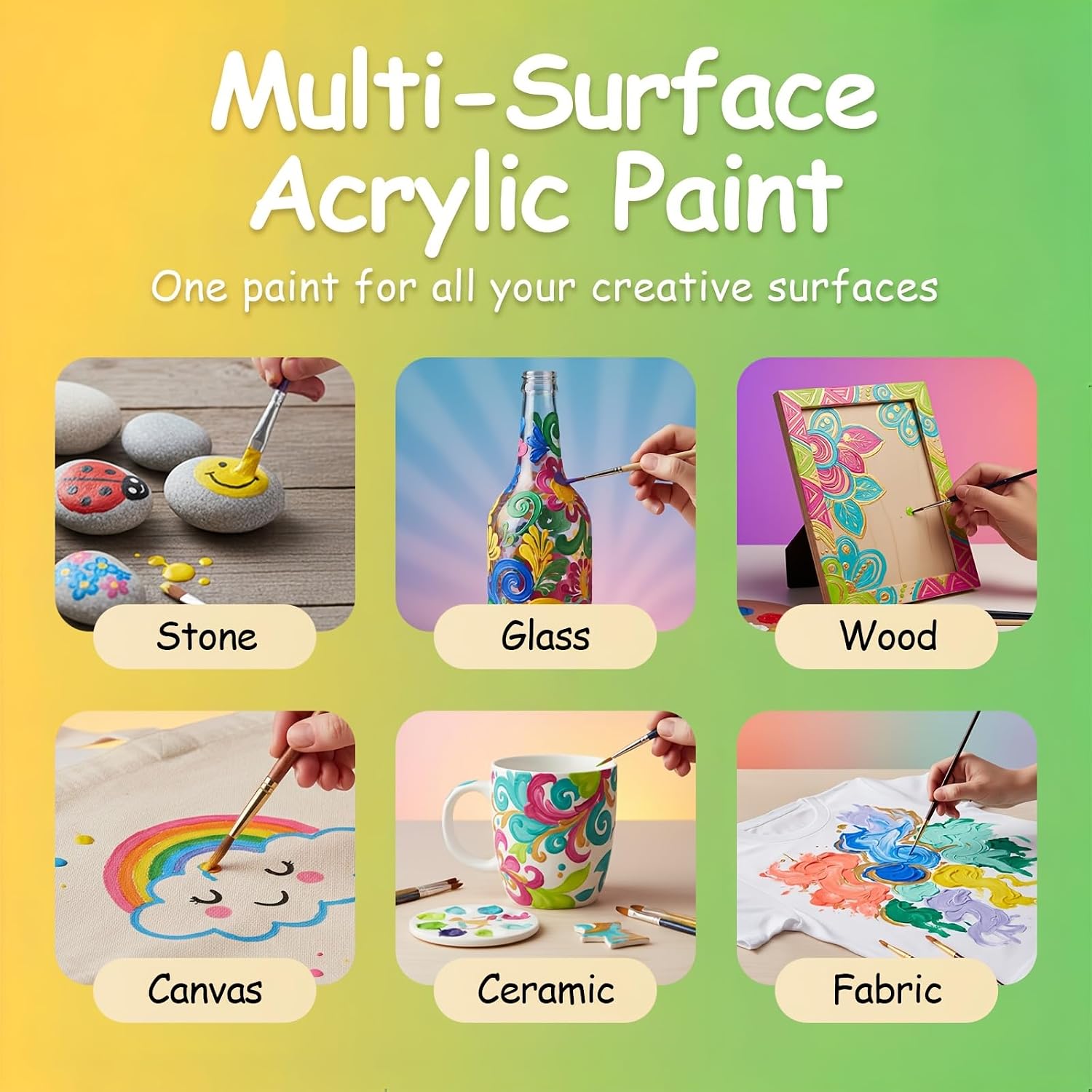 18 Colors (250ml/Bottle) Premium Acrylic Paint Set - Rich Pigments, Vibrant & Long-Lasting - For Canvas, Great for Beginners & Professional Artists,Back To School