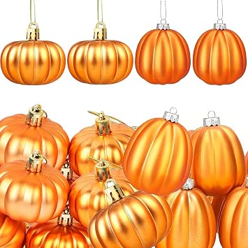 12Pcs Fall Pumpkin Hanging Ornaments 2 Inch Plastic Pumpkin Ball