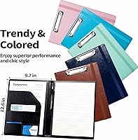 Vista 6 de Sooez Portafolios Portapapeles de Cuero PU Premium con Bloc de Notas, Tamaño Carta, Negro