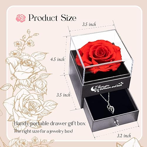 Miniatura 3 de Muazida Rosa preservada con collar flor preservada regalos para mamá regalo de cumpleaños de rosas regalos románticos para ella regalo de rosa eterna