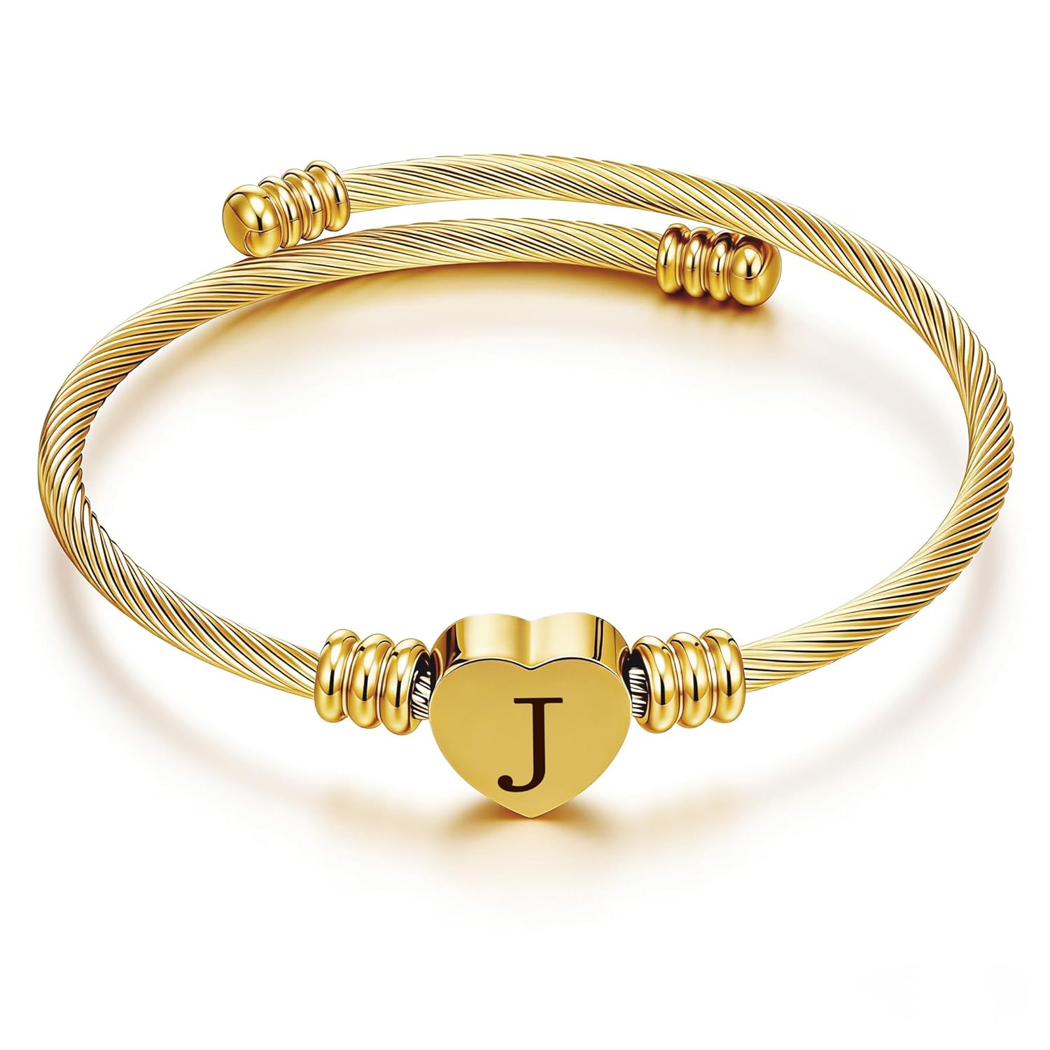 Ascona Easter Basket Stuffers 14K Gold Plated Initial Bracelets for Women Teen Trendy Dainty Heart Letter Bracelet Adjustable