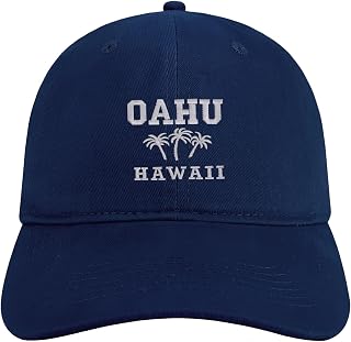 Trendy Apparel Shop Oahu Hawaii and Palm Tree Embroidered Brushed Cap