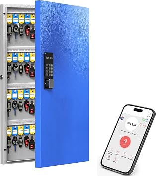 WeHere 96-Key Smart Key Lock Box, Wall-Mount Key Cabinet with Key Management AppTrack Key Borrow/Return, Keypad, Bluetooth & WiFi Unlock Sold Separately for Commercial, School, Rental, Office