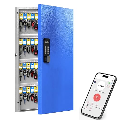 WeHere 96 Key Lock Box Wall Mount, APP Bluetooth/Wi-Fi Remote/One