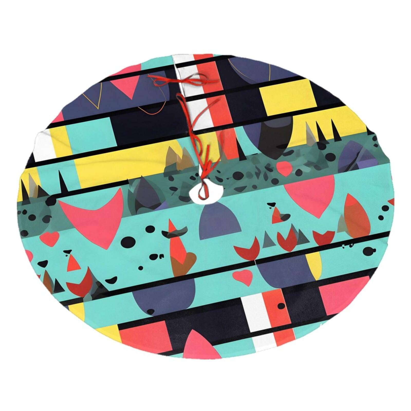 Geometric Patterns Printed Christmas Tree Skirt Christmas Plush Tree Skirt 48 inches (About 112.2 cm) Christmas