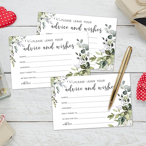 Miniatura 3 de WwongxianB Juego de 25 tarjetas de consejos y deseos de vegetación de eucalipto, libro de visitas de palabras de sabiduría para recién casados,