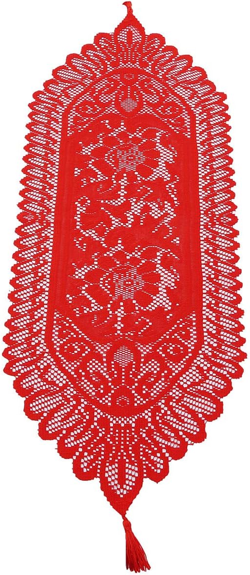 Top Brands mookaitedecor Lace Table Runner for Wedding Party Coffee Table Decor Red, 13 x 35 Inch