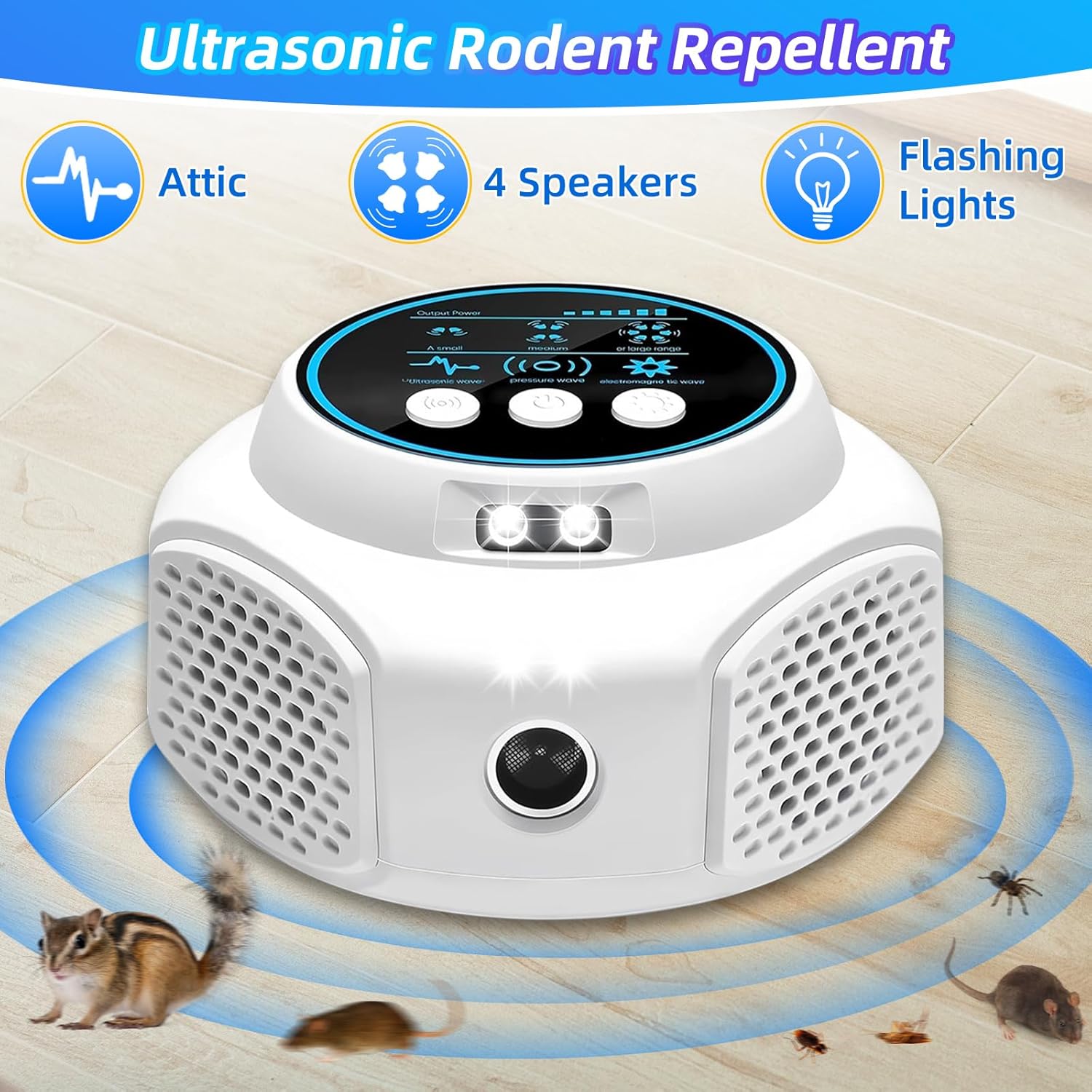 Mouse Deterrent Ultrasonic Pest Repeller Plug in with 4 Modes Mouse Repellent Indoor Ultrasonic Mice Repellent for Attic House Warehouse Garage Basement Rodent Repellent Ultrasonic Plug in (2, White) - Image 6