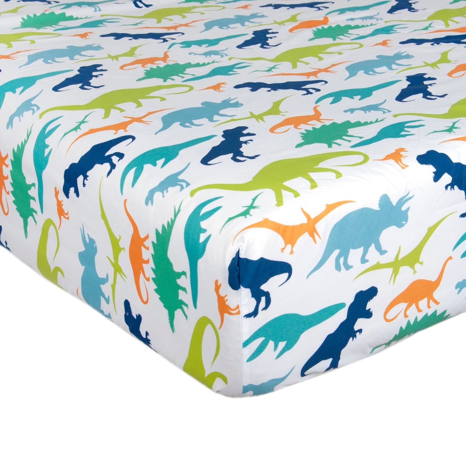 Juego de sábanas de dinosaurio multicolor de 3 piezas para niños y niños, 1 sábana encimera individual y 1 sábana bajera individual, funda de almohada Queen, microfibra cepillada suave, 7